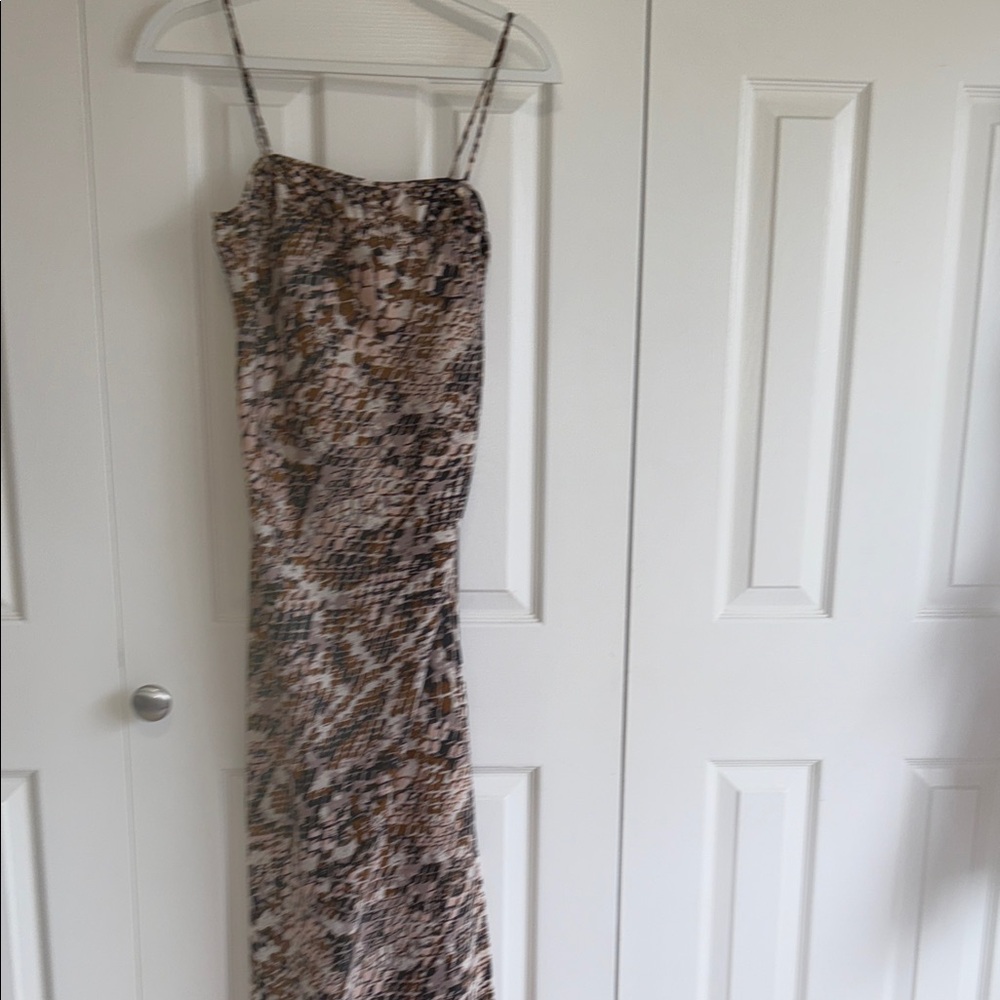 Anthropologie square neck slip Maxi Dress in snake skin print. XS